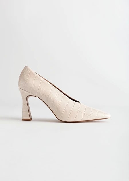 & Other Stories Croc Flared Heel Pumps