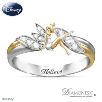 Tinker Bell "Believe" Two-Toned Engraved Ring