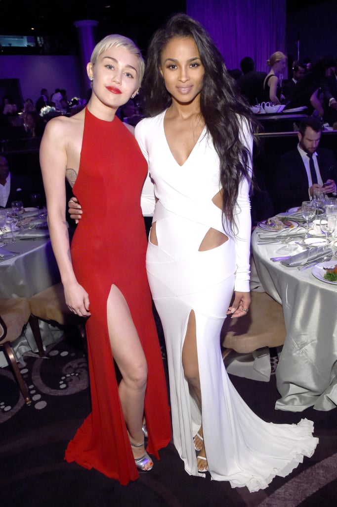 Miley Cyrus and Ciara linked up at Clive Davis's gala.
