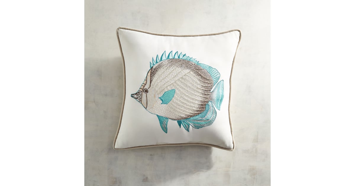 Beaded and Embroidered Fish Pillow Best Outdoor Pillows and Cushions