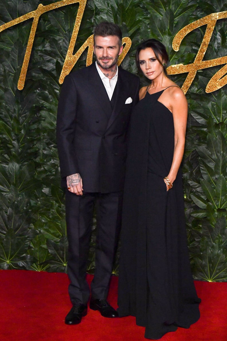 David and Victoria Beckham at the 2018 British Fashion Awards in London