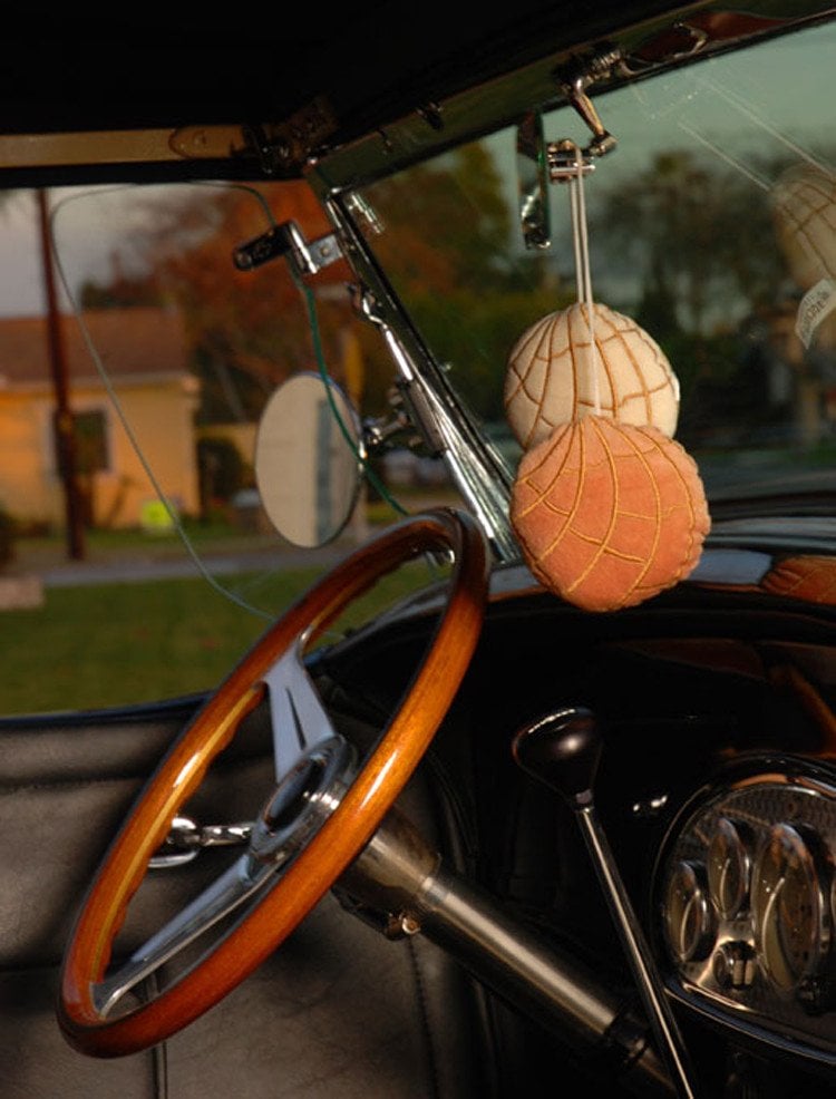 Car mirror hangers to dress up your wheels. 
Concha "Fuzzies" Car Mirror Hangers ($9)