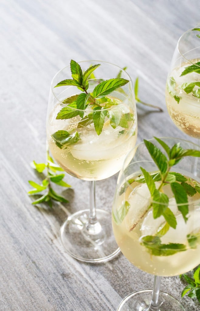 Prosecco, Elderflower, and Mint Cocktail