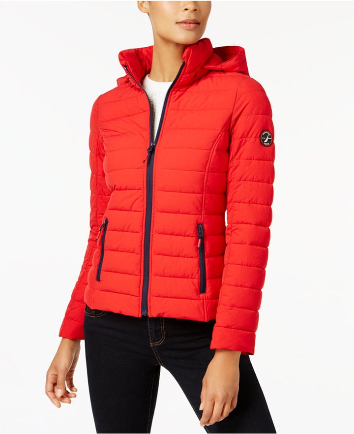 Nautica Stretch Hooded Packable Puffer Coat