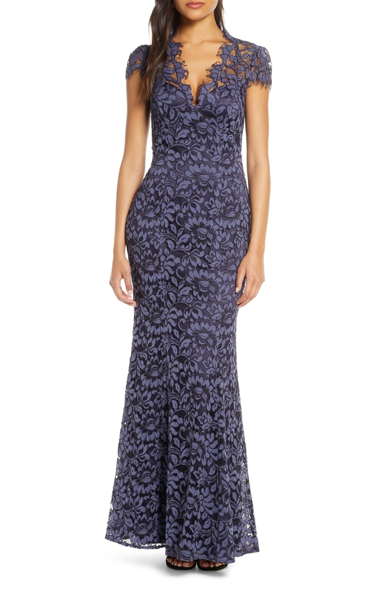 Eliza J Embroidered Lace Trumpet Gown