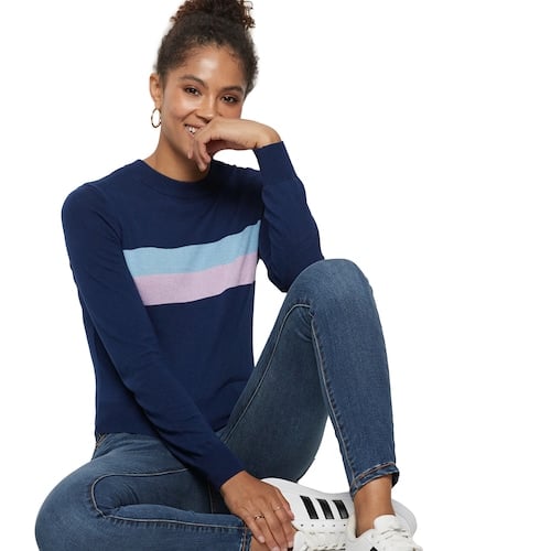 POPSUGAR Colorblock Center-Stripe Sweater