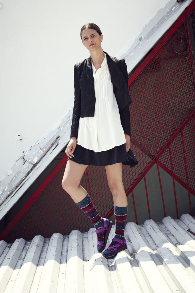 For a more feminine look, lengthen the socks — instead of scrunching — for a knee-high effect.