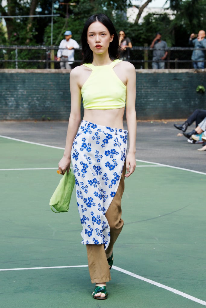 A Printed Skirt Over Pants on the Maryam Nassir Zadeh Runway During New York Fashion Week