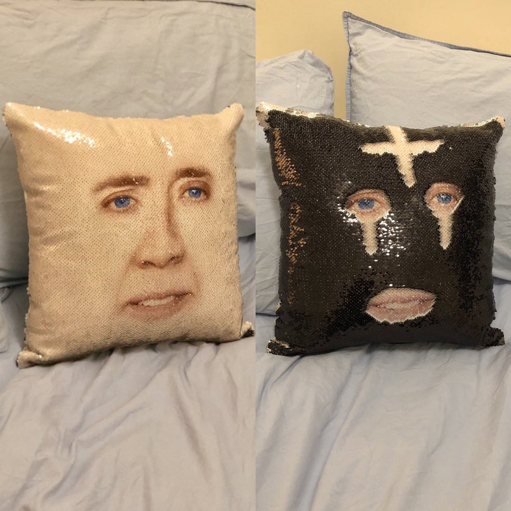 Nicolas Cage Face Sequin Pillow