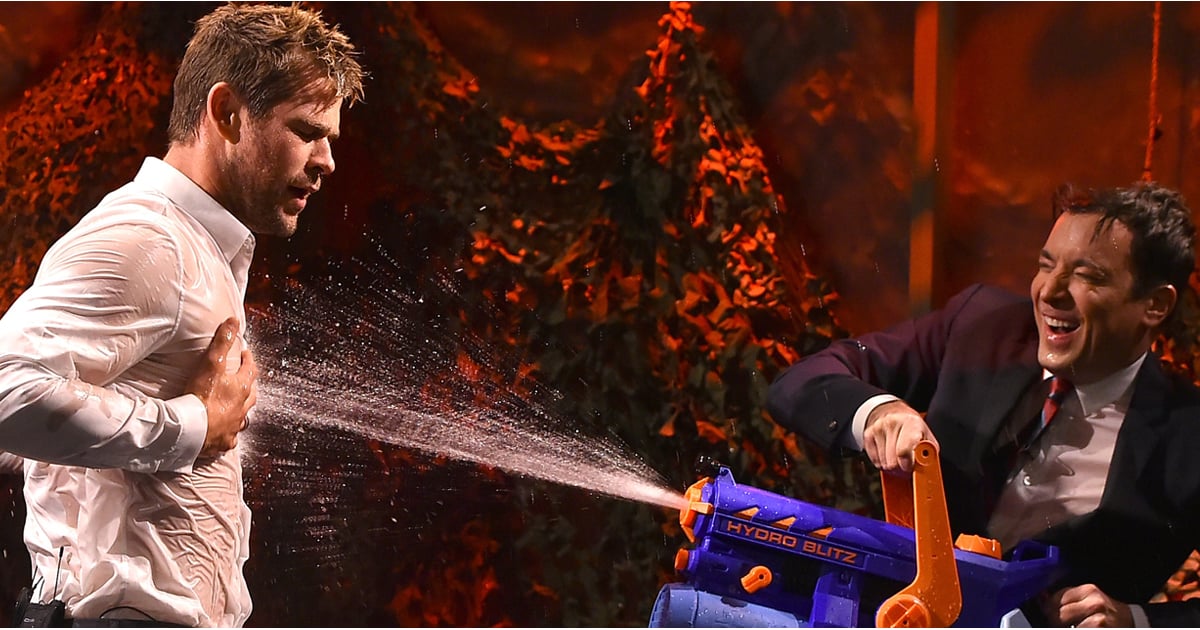 Chris Hemsworth Playing Water War on The Tonight Show POPSUGAR Celebrity