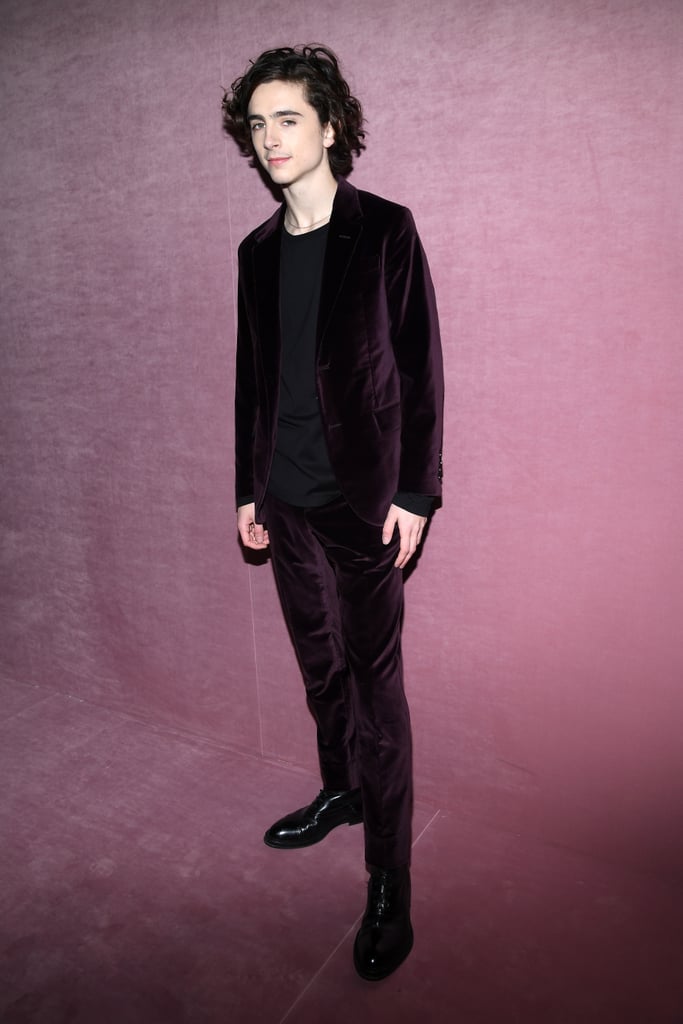 Timothée attended the Berluti Fall 2018 show during Paris Fashion Week wearing a velvet suit by the brand.