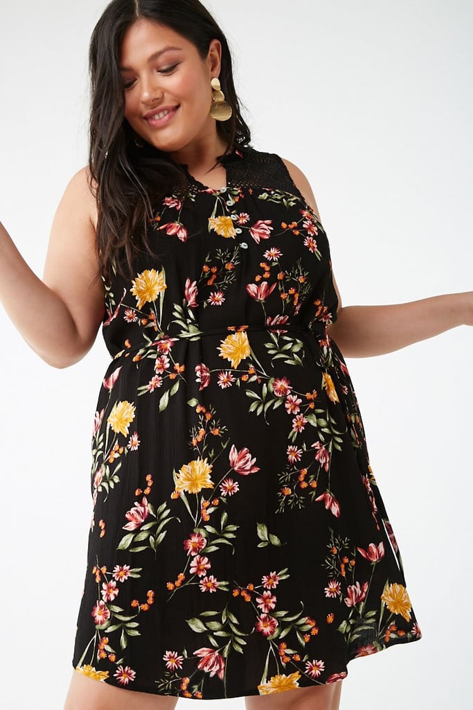 Plus-Size Floral Print Mini Dress