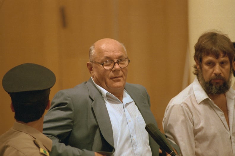 (Original Caption) John Demjanjuk, U.S. deported Ukranian Nazi prison guard at Israeli war-crimes trial.
