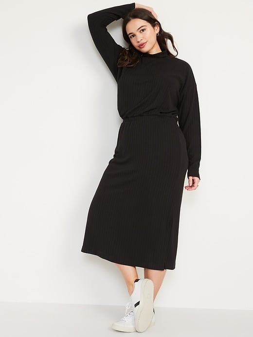 Old Navy Waist-Defined Rib-Knit Turtleneck Long-Sleeve Dress