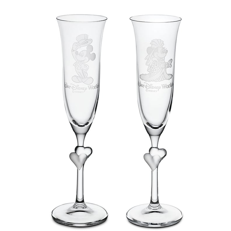 Minnie and Mickey Mouse Glass Flute Set by Arribas (Personalizable)