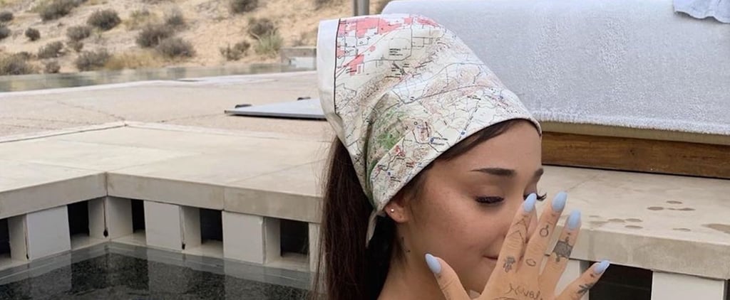 Ariana Grande Styled Her Sexy Black Bikini With the Coolest Map-Print Bandana