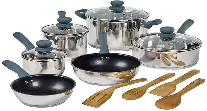 Rachael Ray 14-pc. Aluminum Cookware Set-JCPenney, Color: Sea Salt Gray