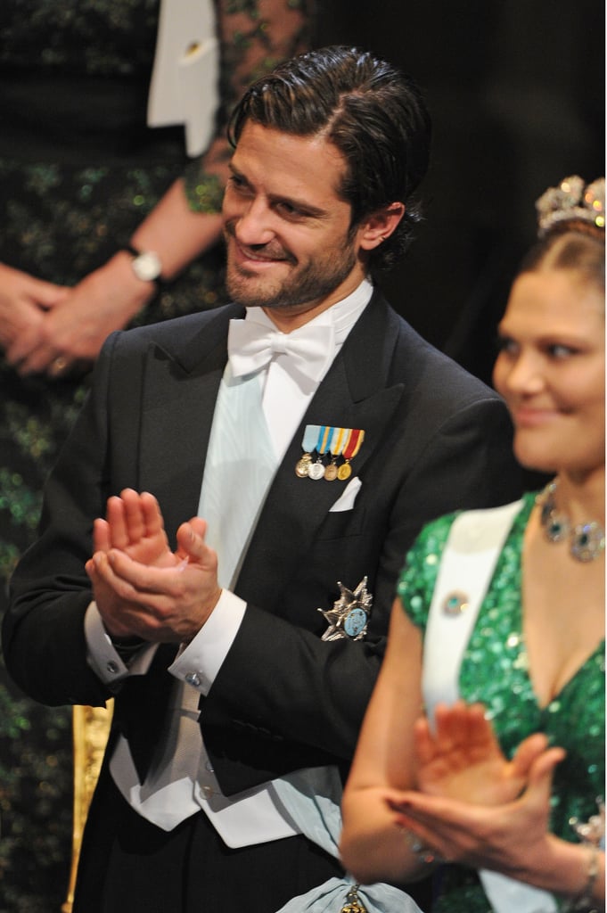The handsome prince clapped for Nobel Prize recipients in 2012.
