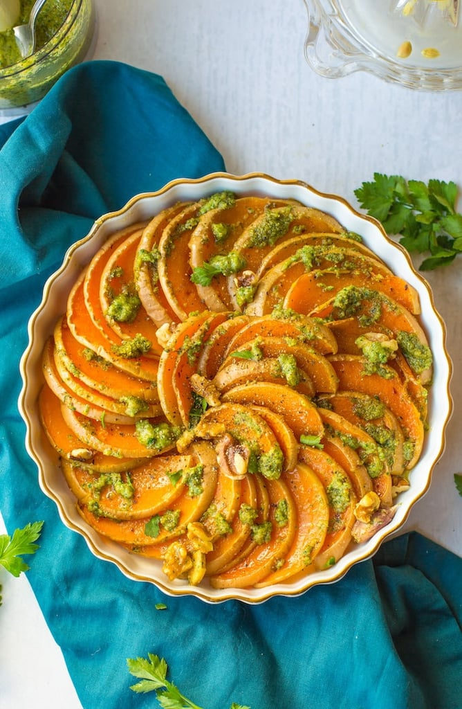Roasted Butternut Squash With Walnuts and Parsley Pesto