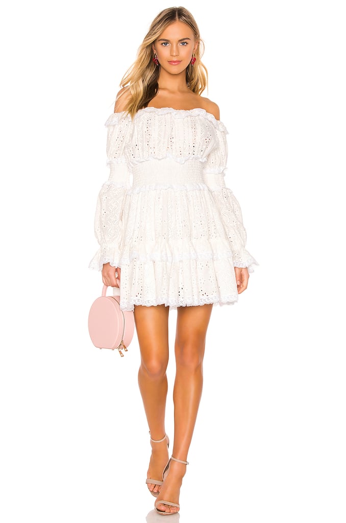 Divine Heritage Off-the-Shoulder Dress in White Light