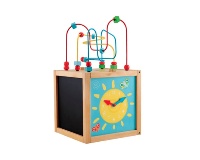 elc wooden activity cube