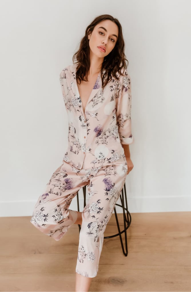 Midnight Bakery Heron Print Satin Pajamas