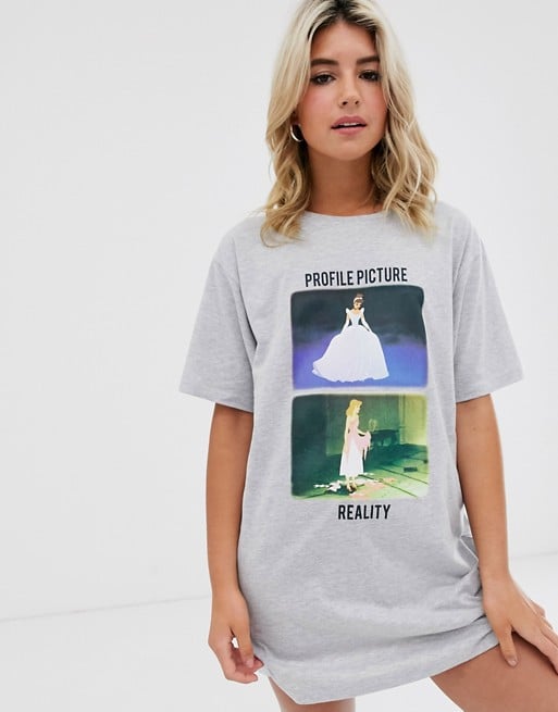 ASOS Design Disney Cinderella Profile vs Reality Sleep Tee