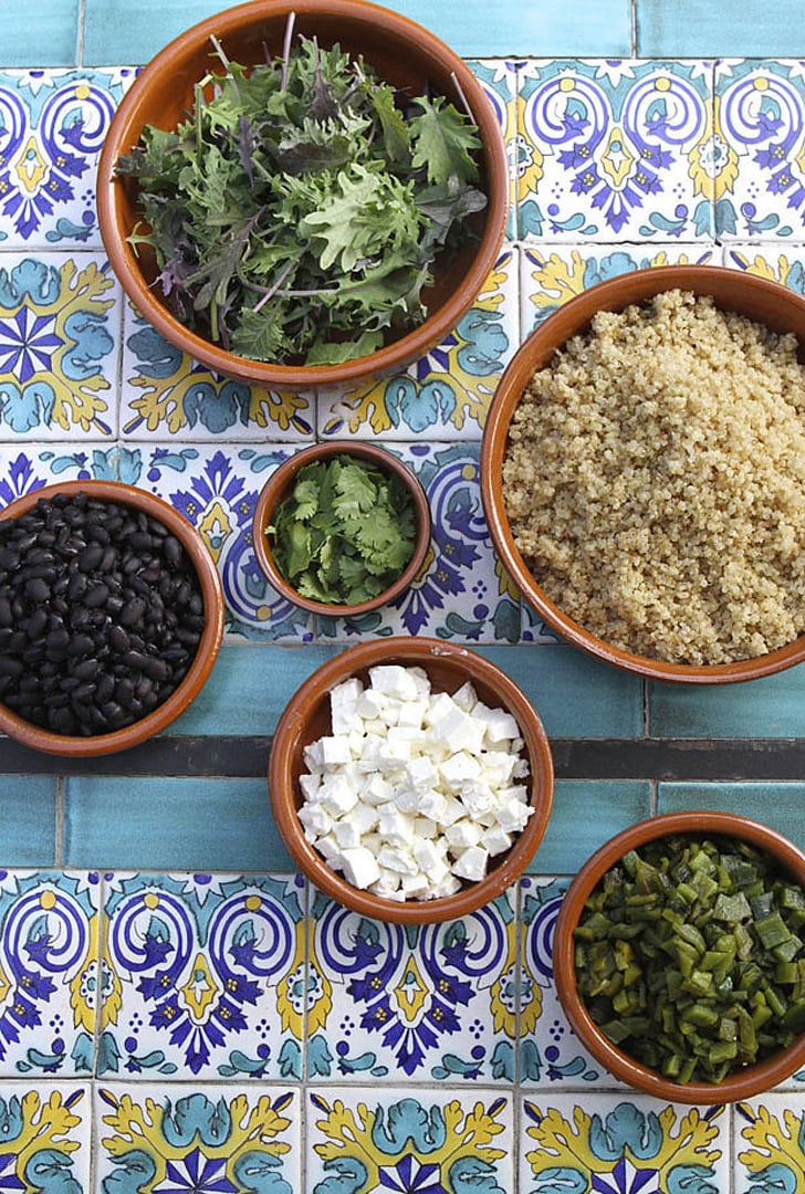 Quinoa Salad With Roasted Poblanos, Black Beans, and Feta