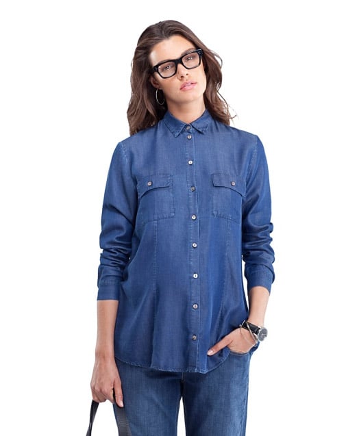 3. Maternity Chambray Button-Downs