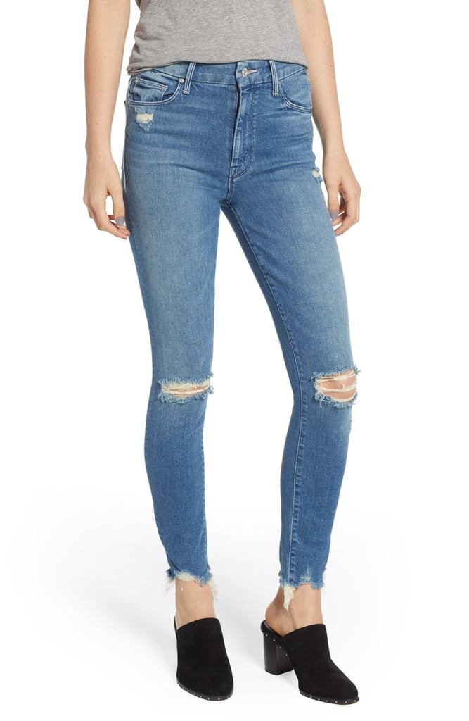 MOTHER The Looker High Waist Fray Ankle Skinny Jeans