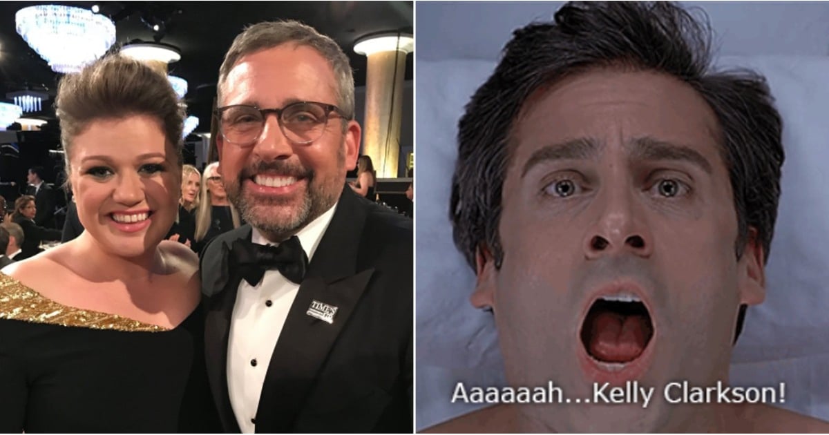 Kelly Clarkson Meeting Steve Carell at 2018 Golden Globes POPSUGAR