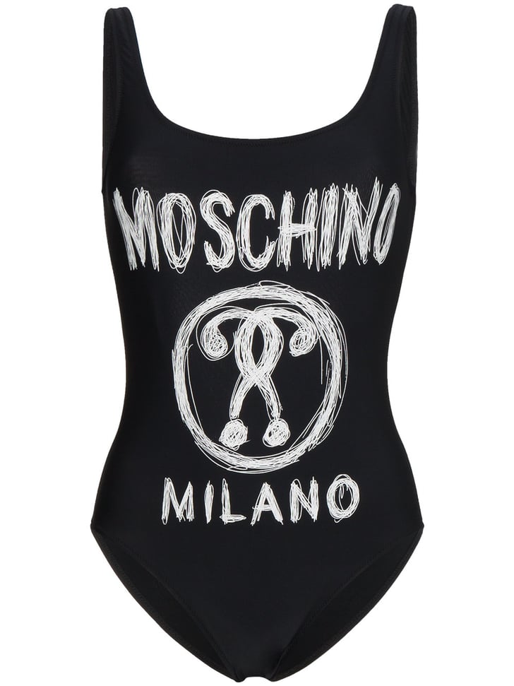 Moschino Logo Front Swimsuit | Bella Hadid Chanel One-Piece Swimsuit ...