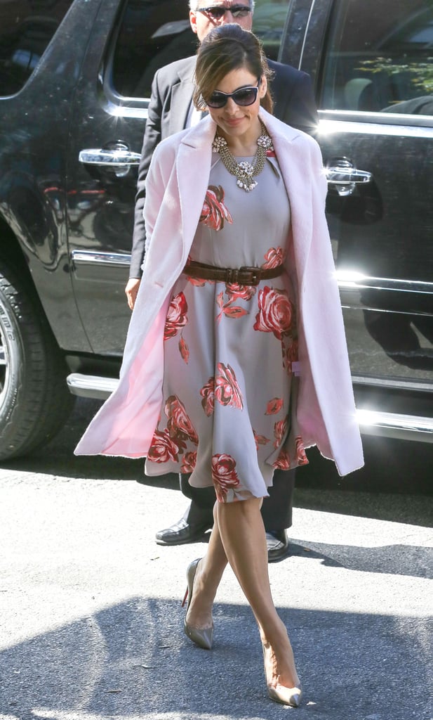 Donning one of her own blossoming creations from her New York & Co. collection, Eva Mendes looked picture-perfect in Fall 2013.
Where to Wear: A moonlight stroll — complete with gelato.