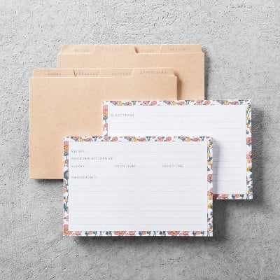 Floral Recipe Cards With Dividers