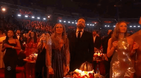 Jennifer Lopez and Ben Affleck are seen dancing during a 2023 Grammys performance.