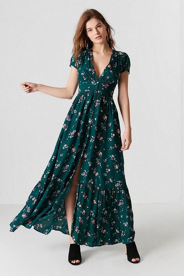 Auguste The Label Plunging Button-Down Maxi Dress