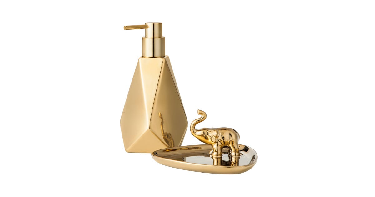 Faceted Soap Dispenser in Gold and Elephant Decorative Tray in Gold Nate Berkus's Target