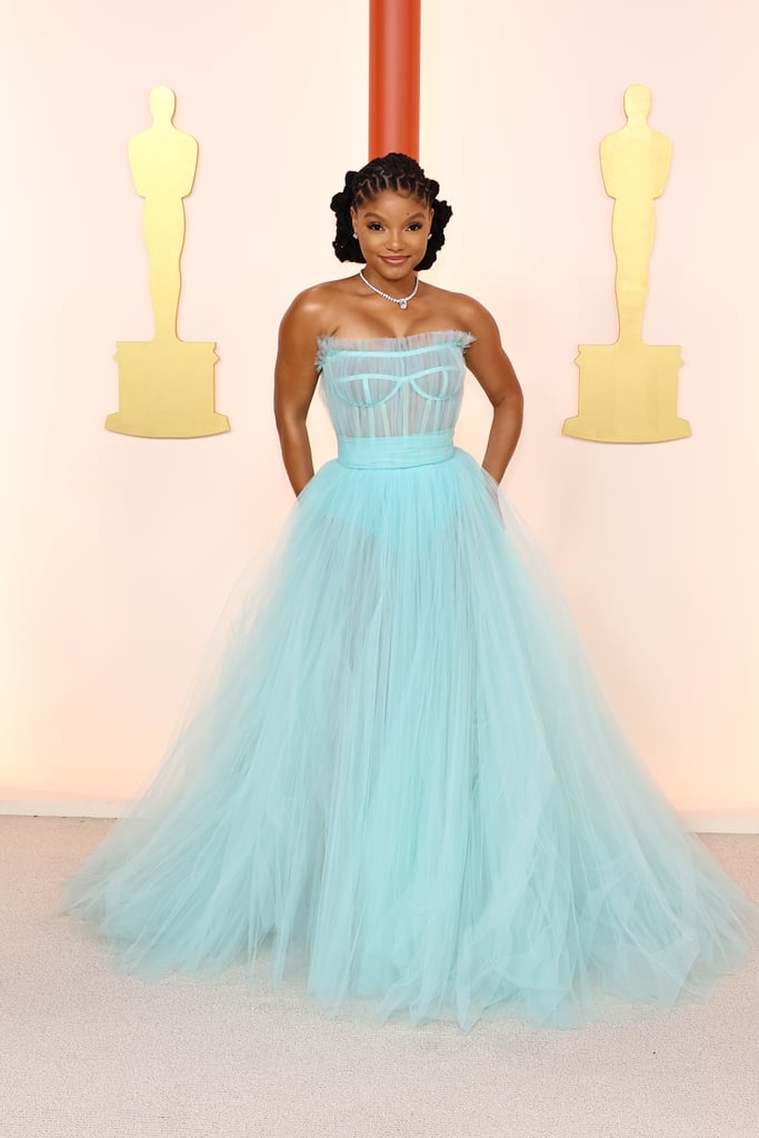 Halle Bailey's Sheer Blue Dress at the Oscars 2023