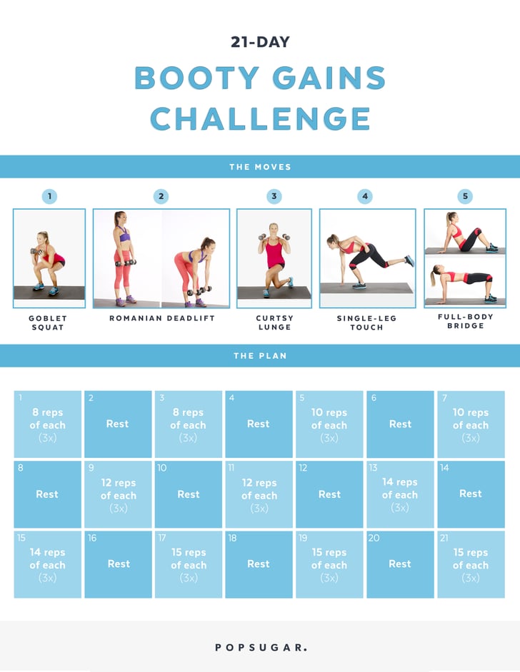 Click here for a printable PDF of the challenge. | 21-Day Butt-Building Challenge | POPSUGAR ...