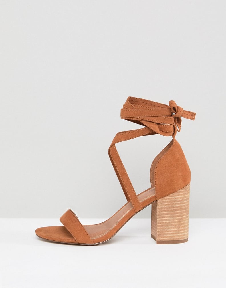 ASOS Design Travis Tie Leg Heeled Sandals