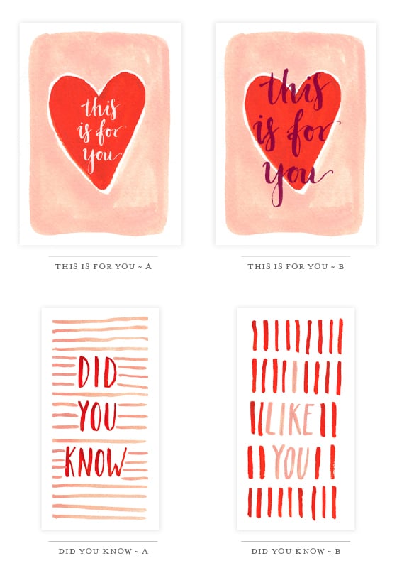 Watercolor Valentine's Printables