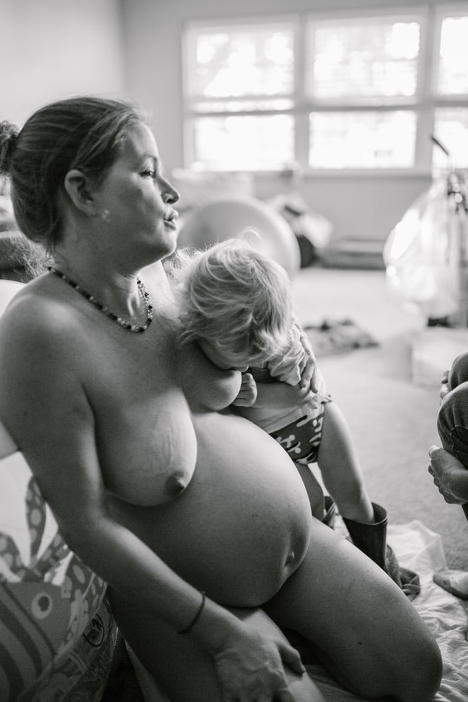 Mom Breastfeeding During Childbirth