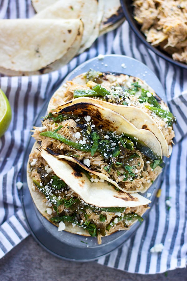 Poblano and Honey Lime Chicken Tacos