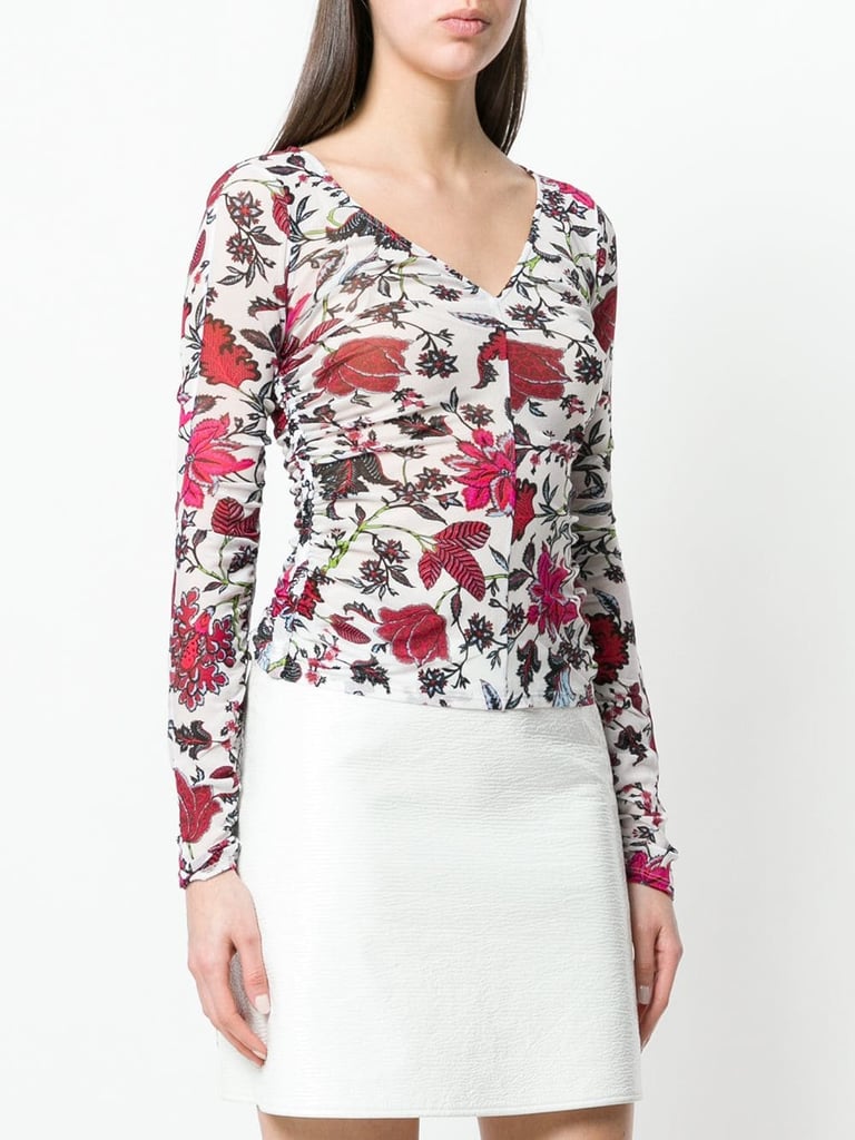 Dvf Diane Von Furstenberg Sheer Floral Print Top
