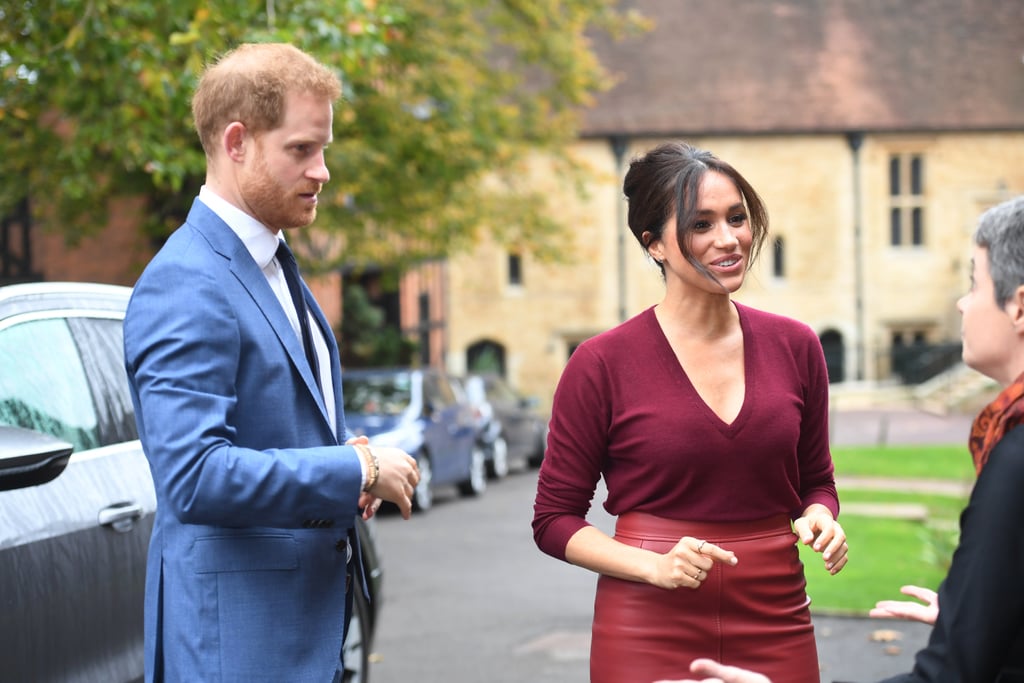 Meghan Markle's Hugo Boss Burgundy Leather Skirt