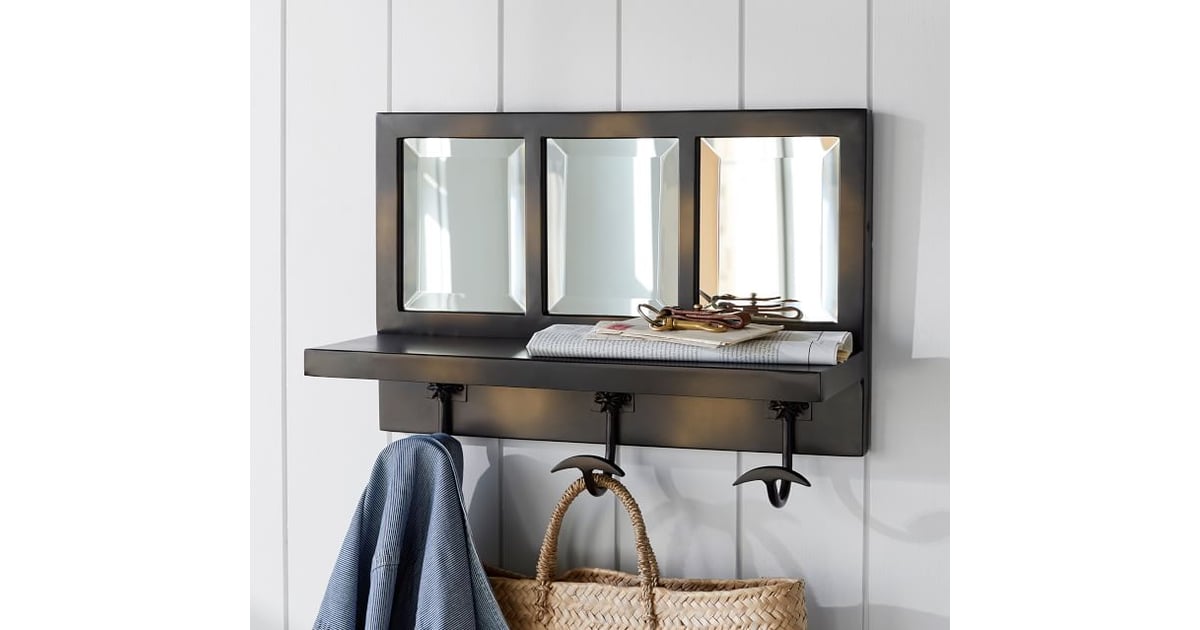 Eagan Bronze Window Pane Entryway Mirror With Hooks (199) Pottery