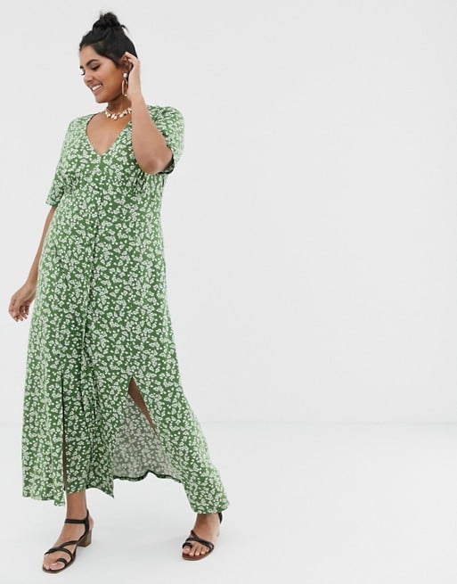 ASOS DESIGN Curve Button Through Maxi Tea Dress