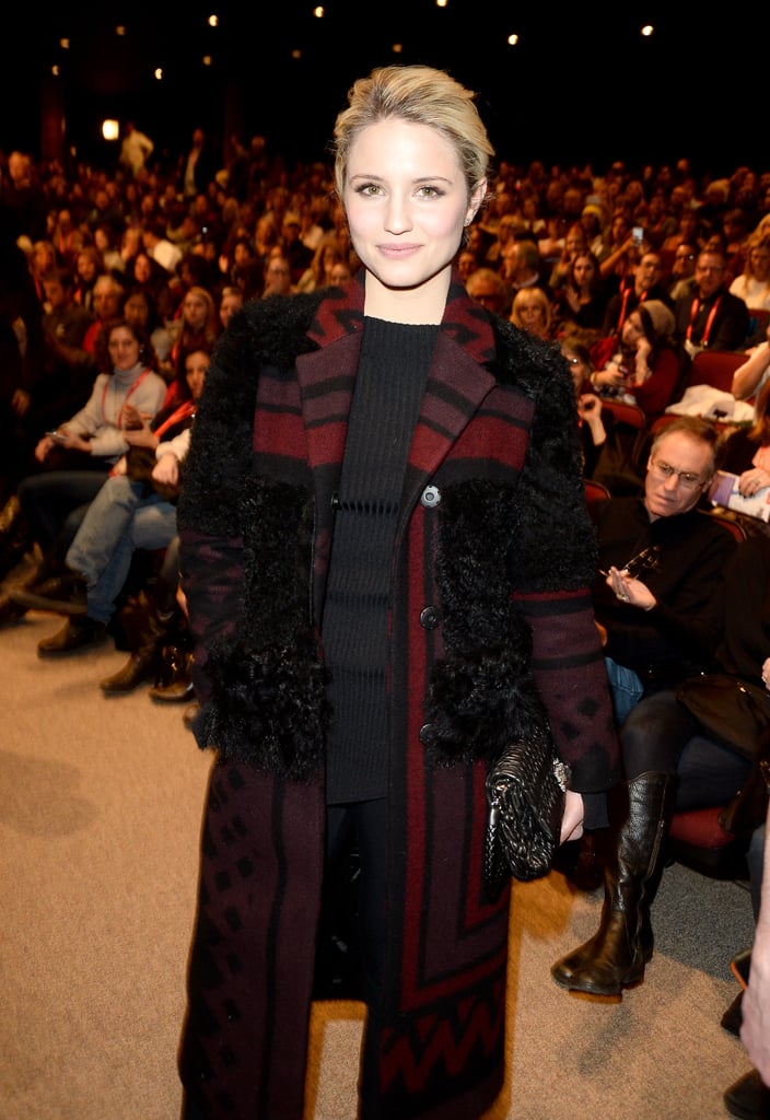 Dianna Agron posed in front of a crowd.