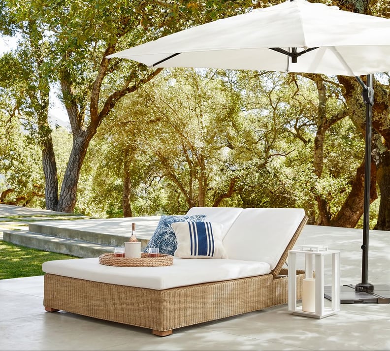 An Outdoor Chaise Lounge: Pottery Barn Hampton All-Weather Wicker Double Chaise Lounge