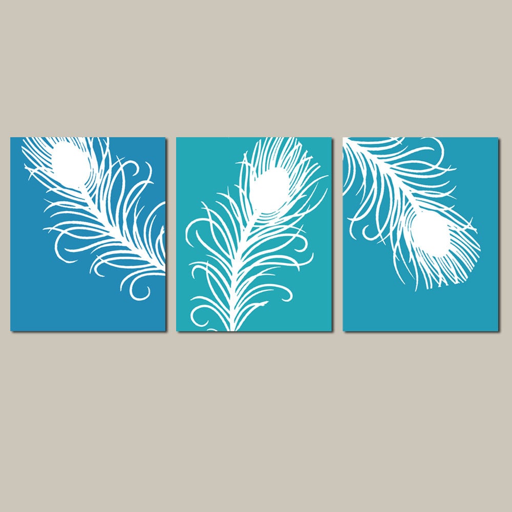Modern Peacock Feather Trio